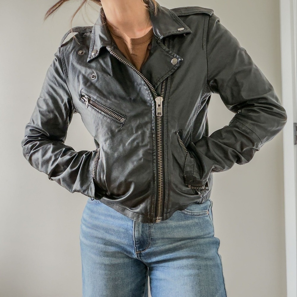 Topshop Moto Lightweight Leather Jacket Size S Fall Chic